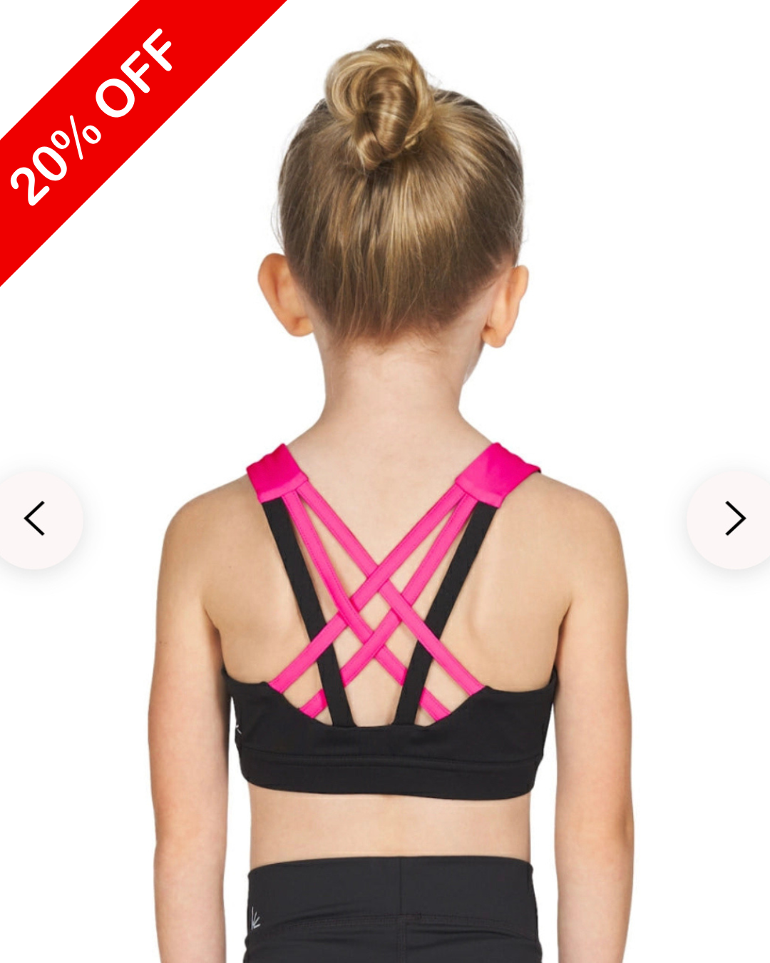 Yellow/Pink Girls Lattice Back Crop Top